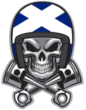 Skull Motorbike Helmet Flag Scotland Pistons Self Adhesive Vinyl Sticker