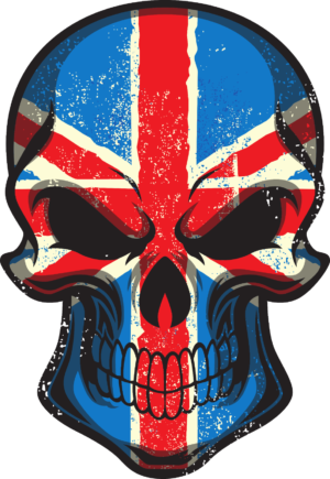 Skull Motorbike Helmet Flag UK Self Adhesive Vinyl Sticker