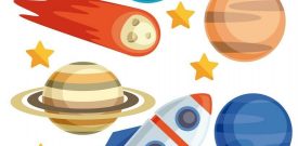 Solar System Planets Space Earth Spaceman Rocket Moon Wall Stickers