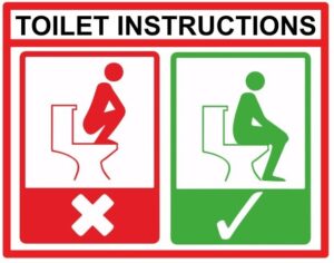 Toilet Instructions Sit Down Warning Sign Self Adhesive Warning Vinyl Sticker