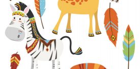 Tribal Jungle Creatures Lion Giraffe Zebra MonkeyWall Stickers