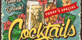 Vintage Retro Cocktails Man Cave Self Adhesive Vinyl Sticker