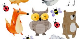 Watercolour Forest Animals Nursery Wall Stickers Watercolour