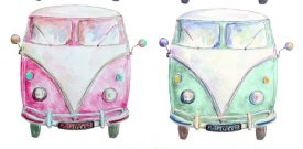 Watercolour VW Campervan Nursery Wall Stickers Watercolour
