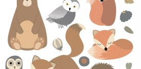 Woodland Forest Animals Nursery Wall Stickers Watercolour