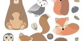 Woodland Forest Animals Nursery Wall Stickers Watercolour