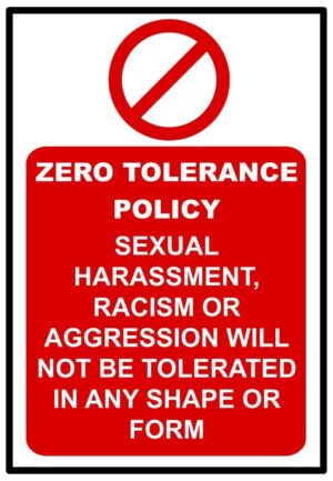 Zero Tolerance Warning Treat Staff With Respect Self Adhesive Vinyl Sticker