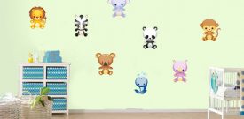 Zoo Animals Monkey Lion Zebra Cute Childrens Nursery Wall Stickers